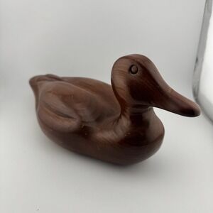 Wooden Duck Decoy Brown Hand Carved Rustic Country Cabin Decor‎